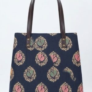 Blue Peacock Motifs Tote Bag
