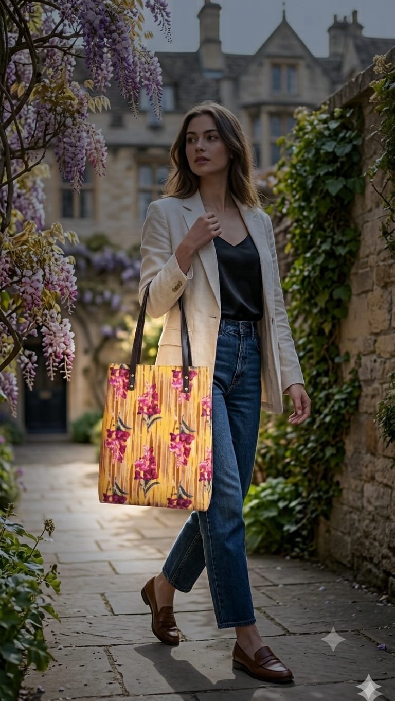 Red Floral Motifs Tote Bag - Image 3