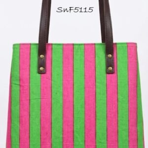 Green Pink Stripes Tote Bag