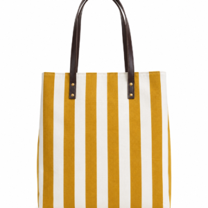 Mustard Yellow White Stripes Tote Bag