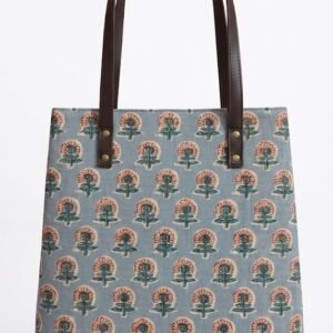 Sky Blue Floral Motifs Tote Bag