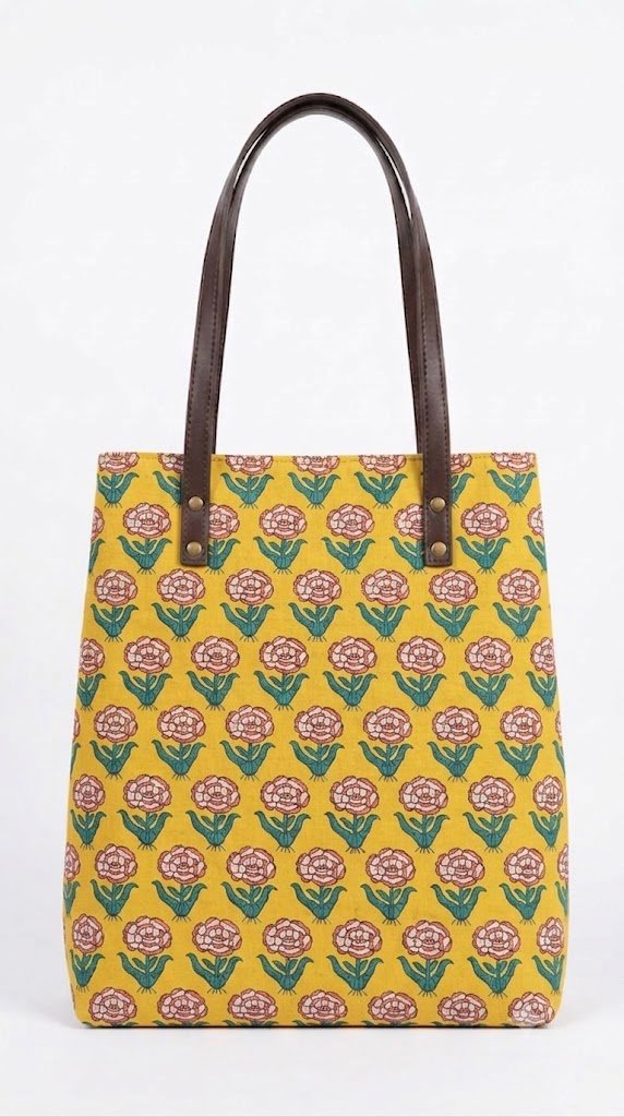 Yellow Floral Motifs Tote Bag