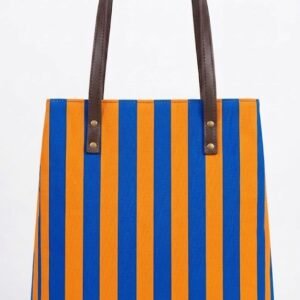 Blue & Mustard Yellow Stripes Tote Bag