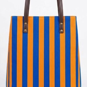Blue & Mustard Yellow Stripes Tote Bag