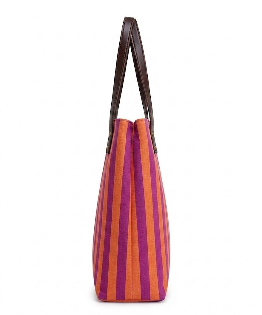 Orange & Purple Stripes Tote Bag - Image 2