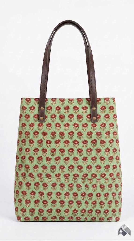 Green Small Floral Booty Tote Bag