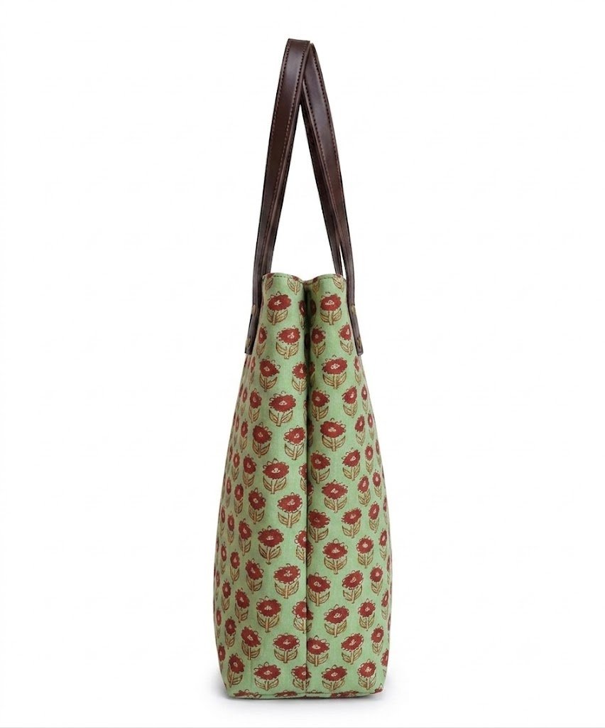 Green Small Floral Booty Tote Bag - Image 2