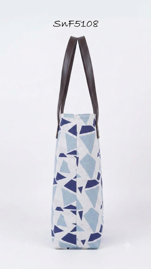 Blue White Geometric Figure Tote Bag - Image 2