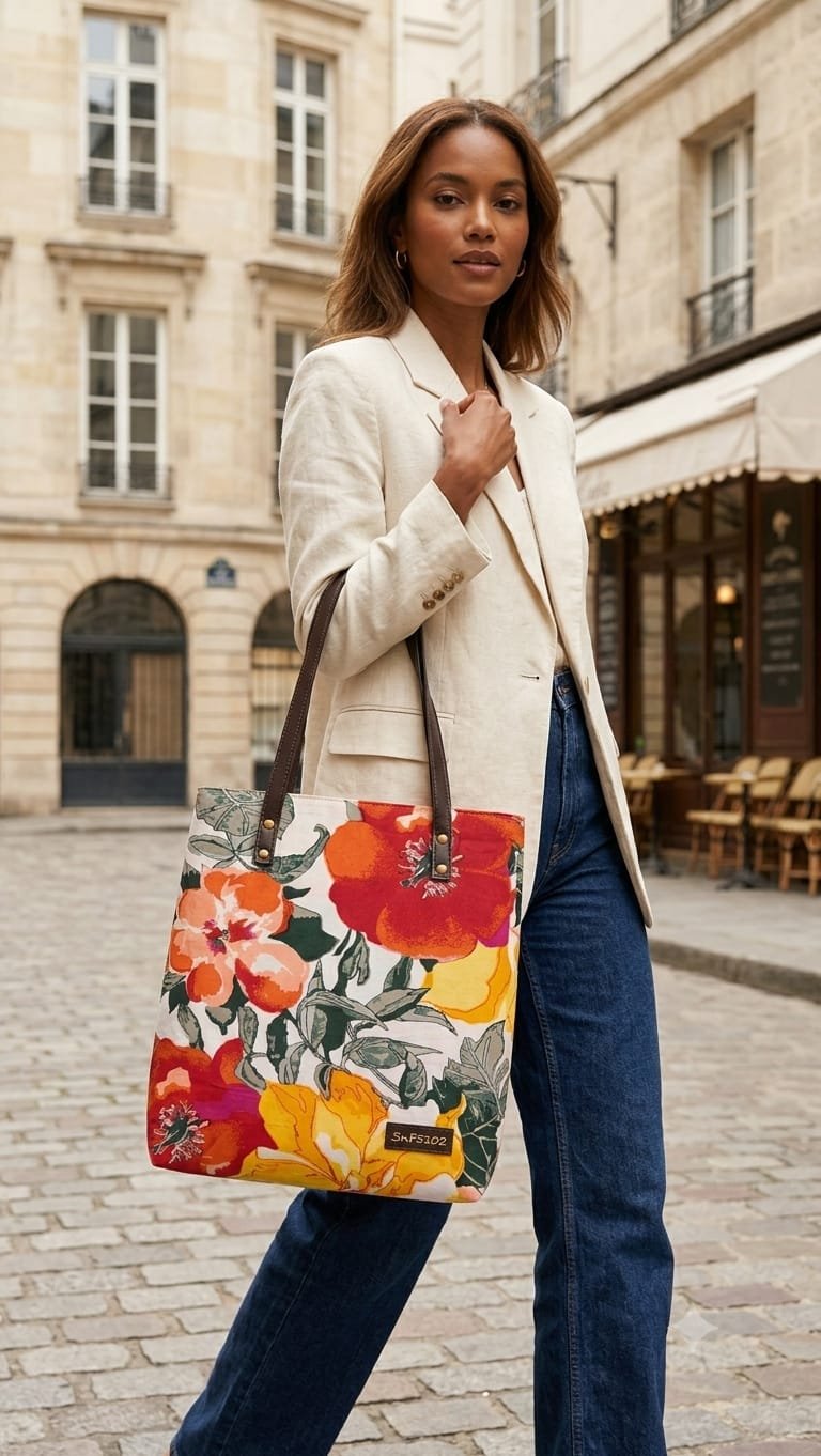 Big Multi Flowers Tote Bag - Image 3