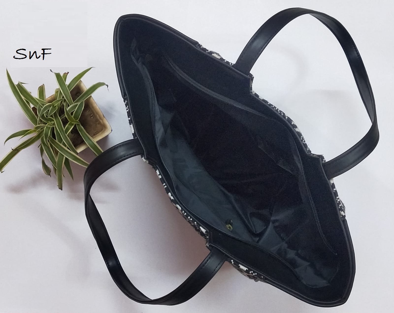Style n Fashions Premium Crescent Moon Tote Bag with Back Zip Pocket - Image 3