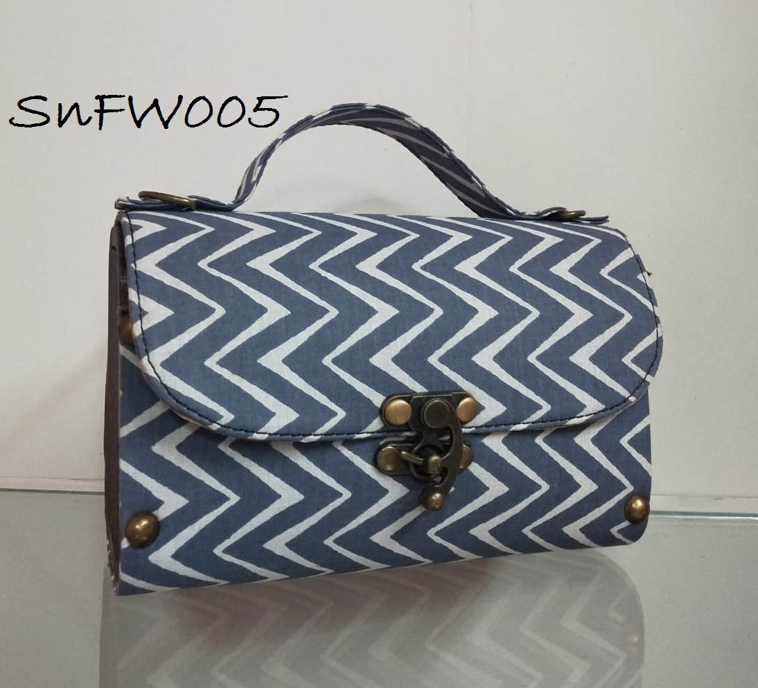 Style n Fashions Premium Wooden Sling Bag with Block Cotton Fabric & Antique Finish Strap - Image 6