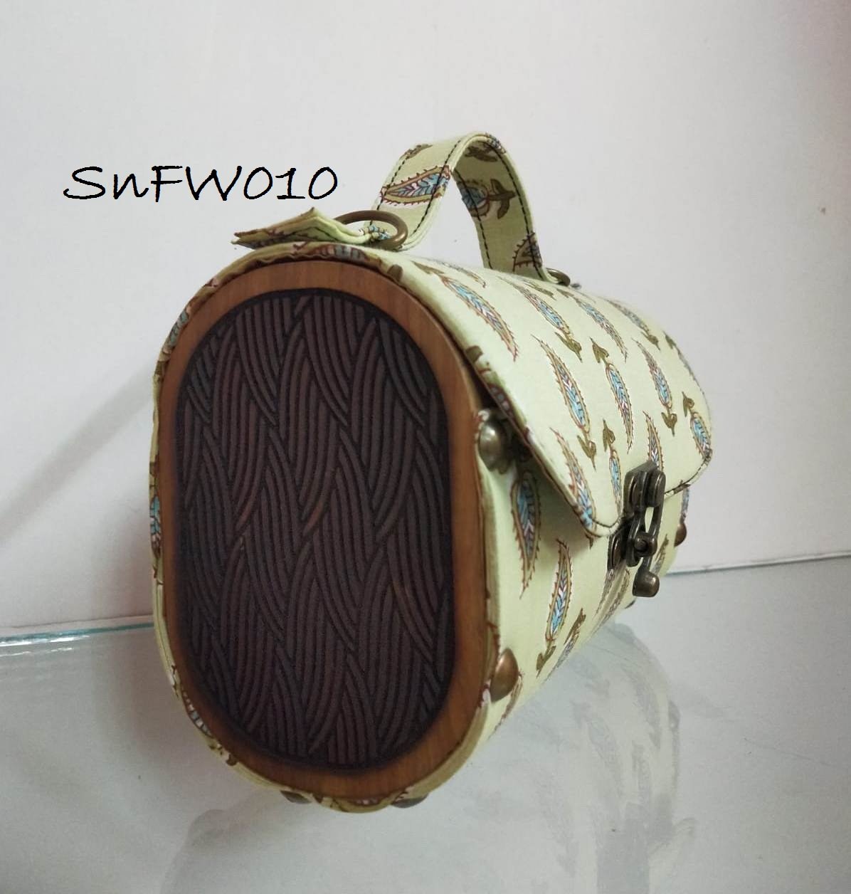 Style n Fashions Premium Wooden Sling Bag with Block Cotton Fabric & Antique Finish Strap - Image 9