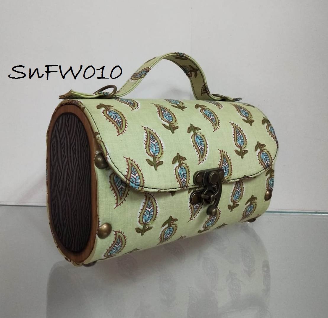 Style n Fashions Premium Wooden Sling Bag with Block Cotton Fabric & Antique Finish Strap - Image 10