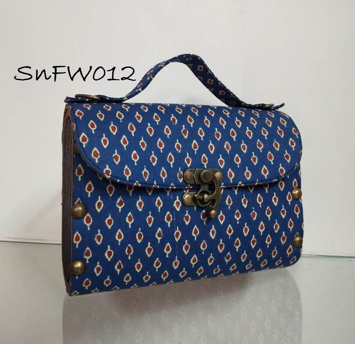 Style n Fashions Premium Wooden Sling Bag with Block Cotton Fabric & Antique Finish Strap - Image 11