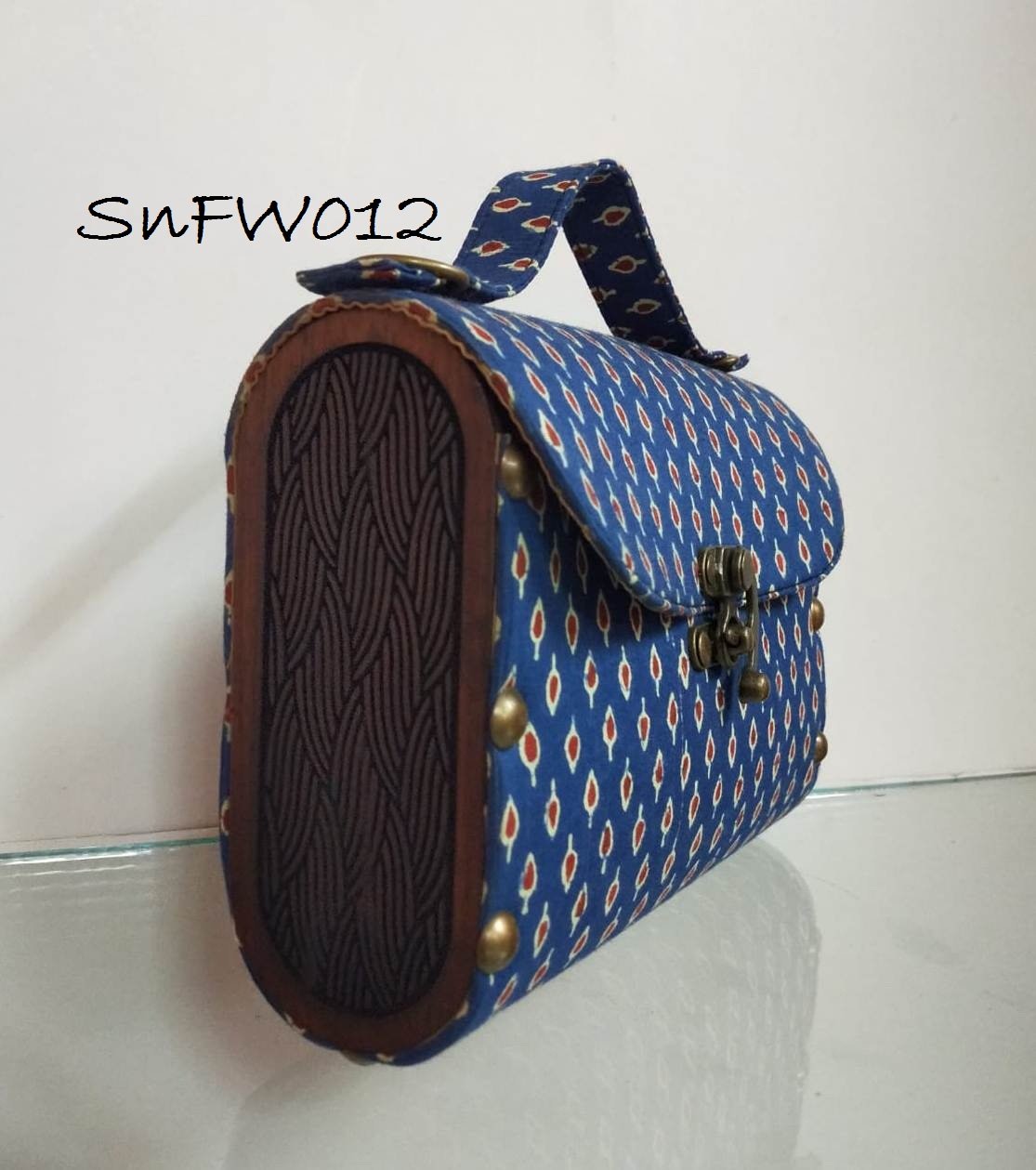Style n Fashions Premium Wooden Sling Bag with Block Cotton Fabric & Antique Finish Strap - Image 12